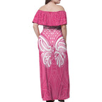 New Zealand Breast Cancer Awareness Family Matching Off Shoulder Maxi Dress and Hawaiian Shirt Maori Butterfly Pink Ribbon - Aussie Hoodie