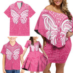 New Zealand Breast Cancer Awareness Family Matching Off Shoulder Short Dress and Hawaiian Shirt Maori Butterfly Pink Ribbon - Aussie Hoodie