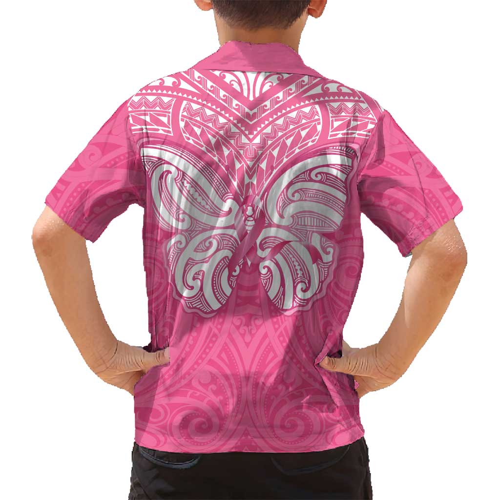New Zealand Breast Cancer Awareness Family Matching Off Shoulder Short Dress and Hawaiian Shirt Maori Butterfly Pink Ribbon - Aussie Hoodie