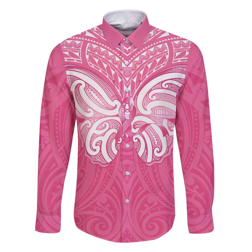 New Zealand Breast Cancer Awareness Family Matching Off Shoulder Short Dress and Hawaiian Shirt Maori Butterfly Pink Ribbon - Aussie Hoodie