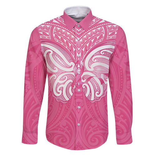 New Zealand Breast Cancer Awareness Family Matching Off Shoulder Short Dress and Hawaiian Shirt Maori Butterfly Pink Ribbon - Aussie Hoodie