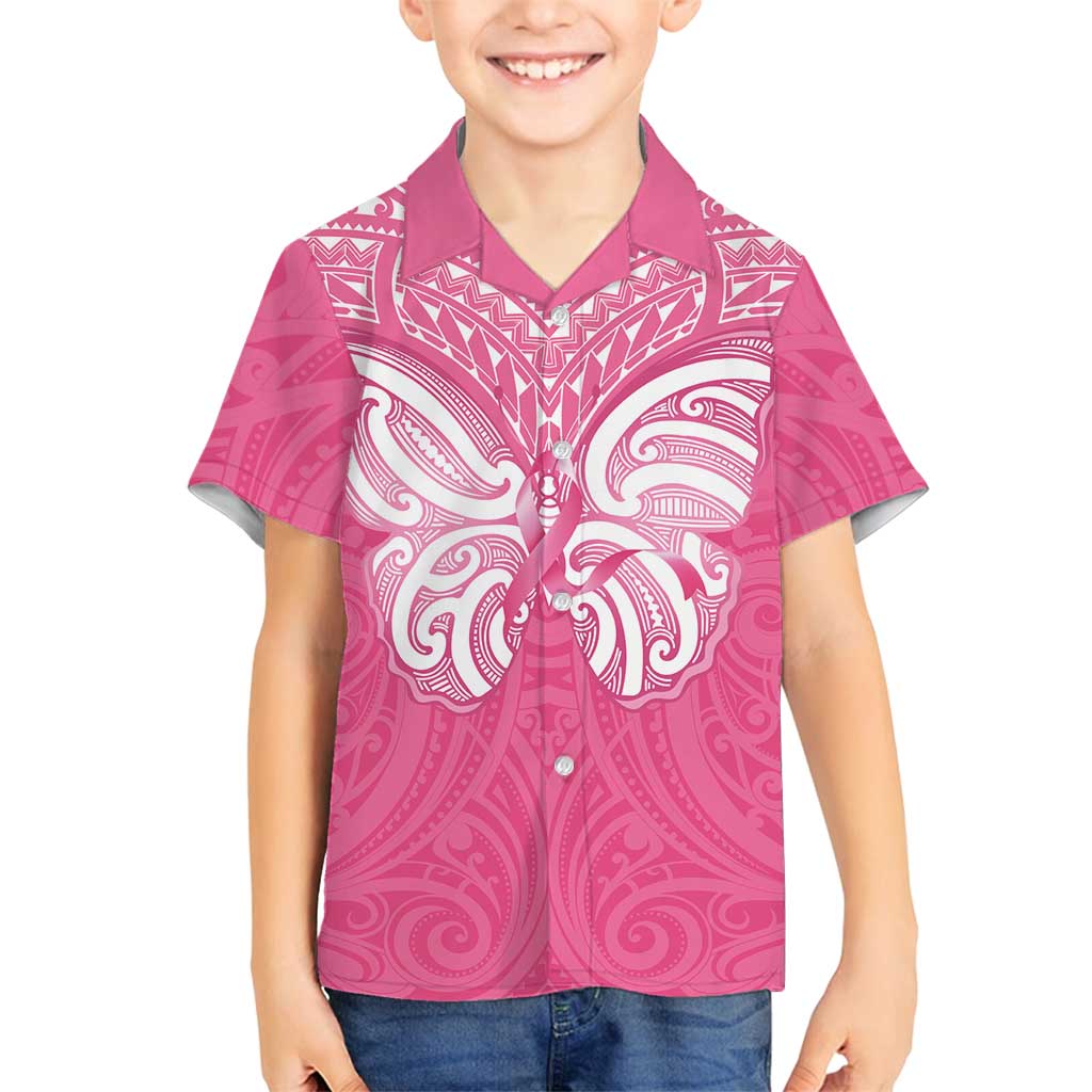 New Zealand Breast Cancer Awareness Family Matching Off Shoulder Short Dress and Hawaiian Shirt Maori Butterfly Pink Ribbon - Aussie Hoodie