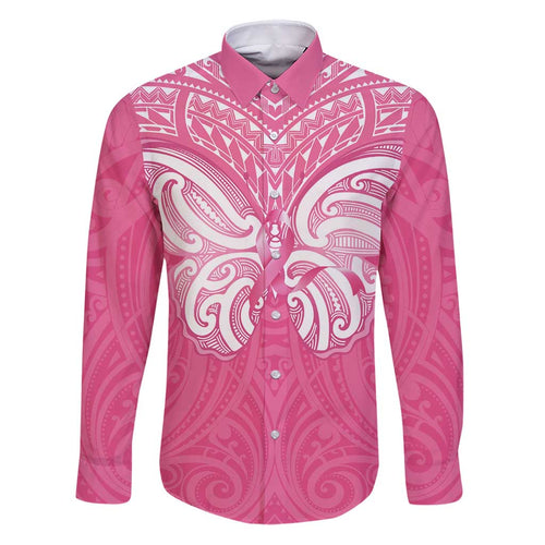 New Zealand Breast Cancer Awareness Family Matching Puletasi and Hawaiian Shirt Maori Butterfly Pink Ribbon - Aussie Hoodie