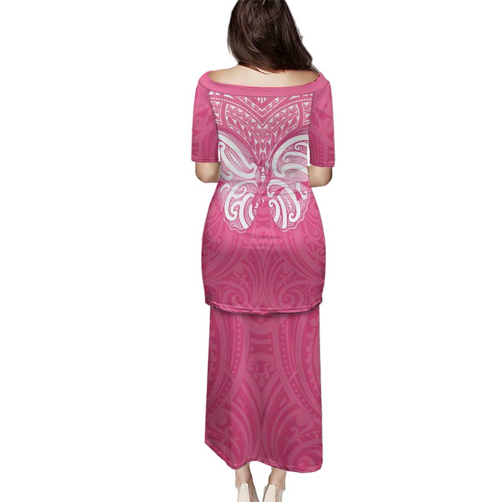 New Zealand Breast Cancer Awareness Family Matching Puletasi and Hawaiian Shirt Maori Butterfly Pink Ribbon - Aussie Hoodie