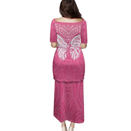 New Zealand Breast Cancer Awareness Family Matching Puletasi and Hawaiian Shirt Maori Butterfly Pink Ribbon - Aussie Hoodie