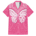 New Zealand Breast Cancer Awareness Family Matching Short Sleeve Bodycon Dress and Hawaiian Shirt Maori Butterfly Pink Ribbon - Aussie Hoodie