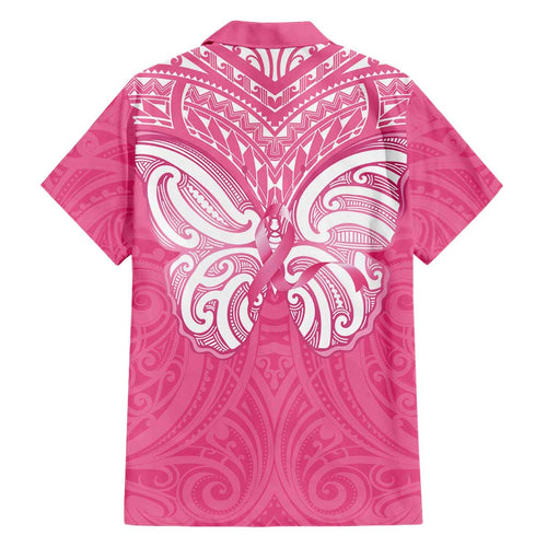 New Zealand Breast Cancer Awareness Family Matching Short Sleeve Bodycon Dress and Hawaiian Shirt Maori Butterfly Pink Ribbon - Aussie Hoodie