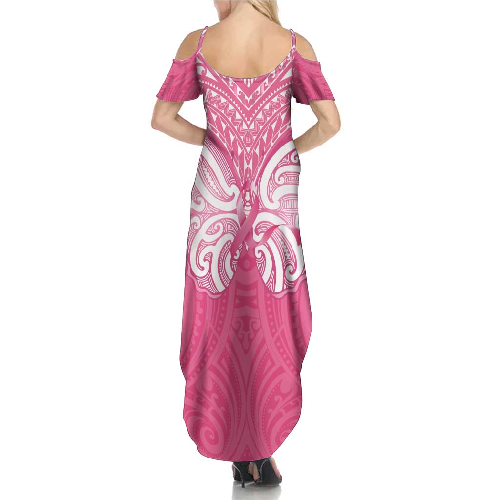 New Zealand Breast Cancer Awareness Family Matching Summer Maxi Dress and Hawaiian Shirt Maori Butterfly Pink Ribbon - Aussie Hoodie