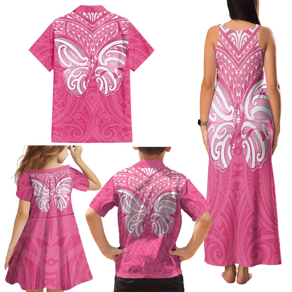 New Zealand Breast Cancer Awareness Family Matching Tank Maxi Dress and Hawaiian Shirt Maori Butterfly Pink Ribbon - Aussie Hoodie