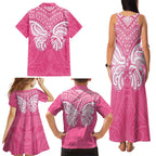 New Zealand Breast Cancer Awareness Family Matching Tank Maxi Dress and Hawaiian Shirt Maori Butterfly Pink Ribbon - Aussie Hoodie