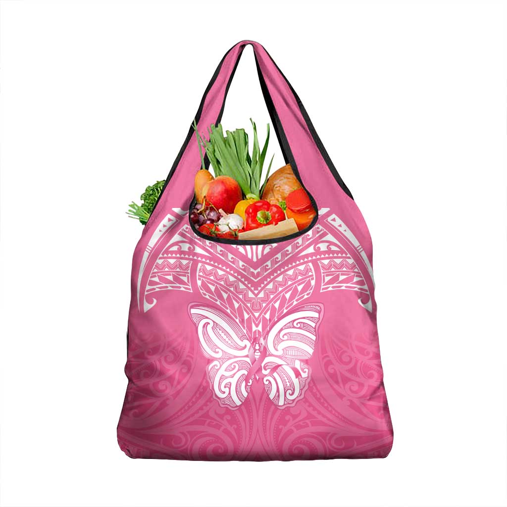 New Zealand Breast Cancer Awareness Grocery Bag Maori Butterfly Pink Ribbon - Aussie Hoodie