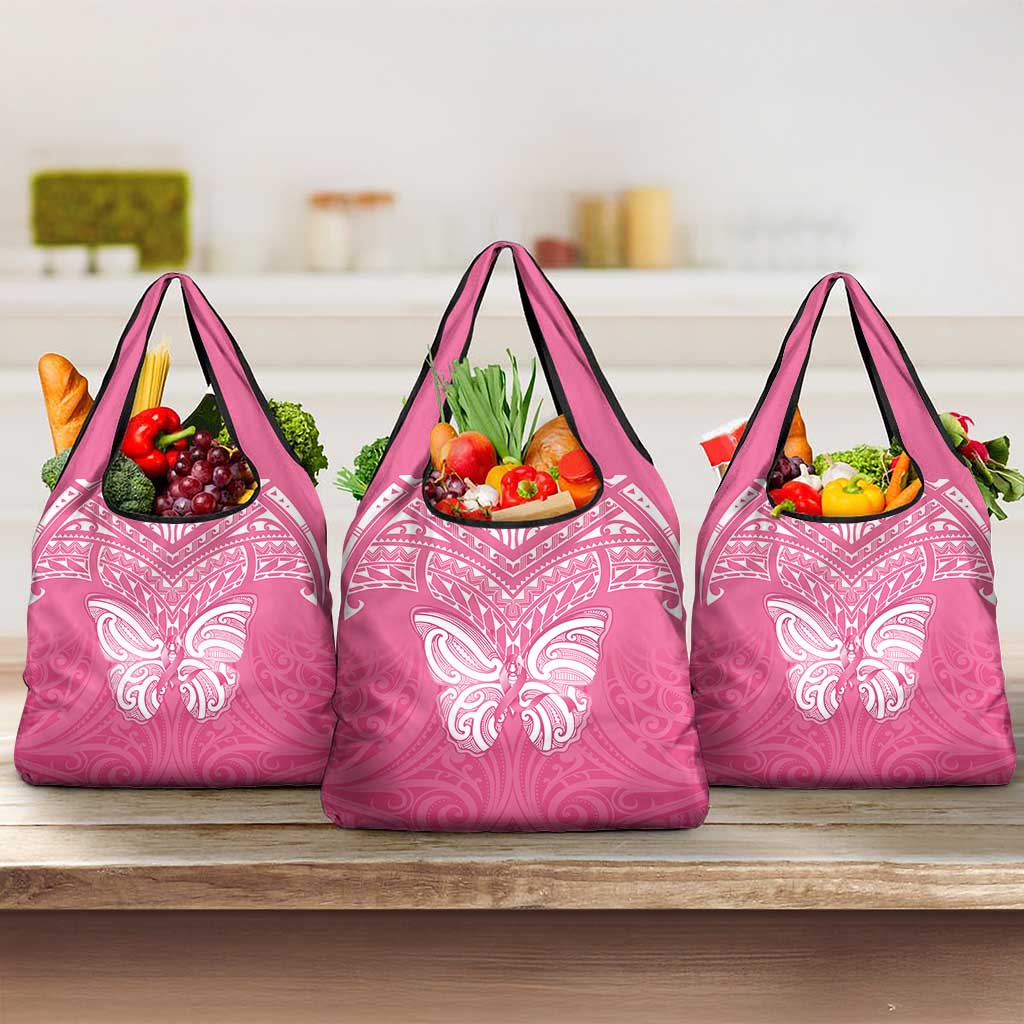 New Zealand Breast Cancer Awareness Grocery Bag Maori Butterfly Pink Ribbon - Aussie Hoodie