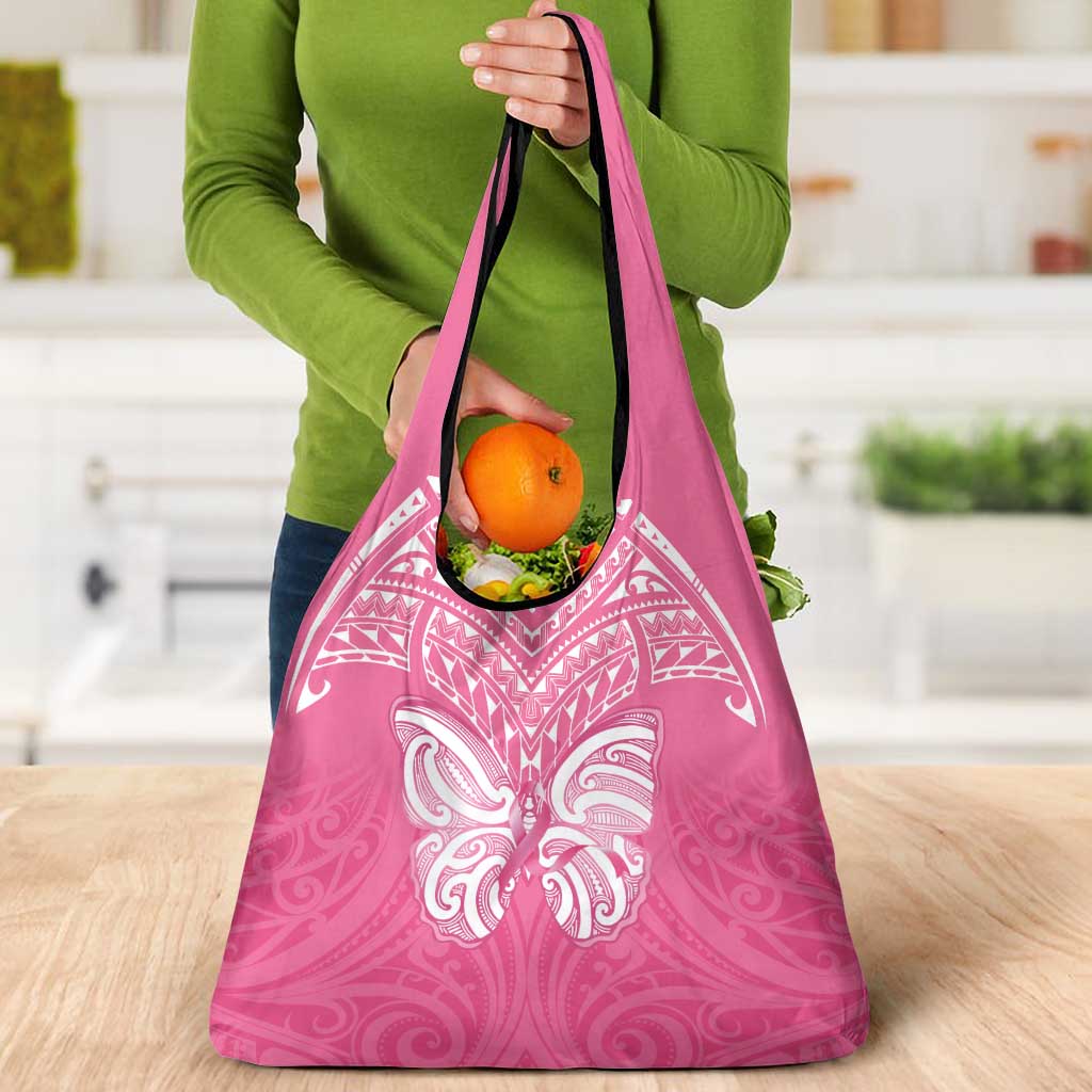 New Zealand Breast Cancer Awareness Grocery Bag Maori Butterfly Pink Ribbon - Aussie Hoodie
