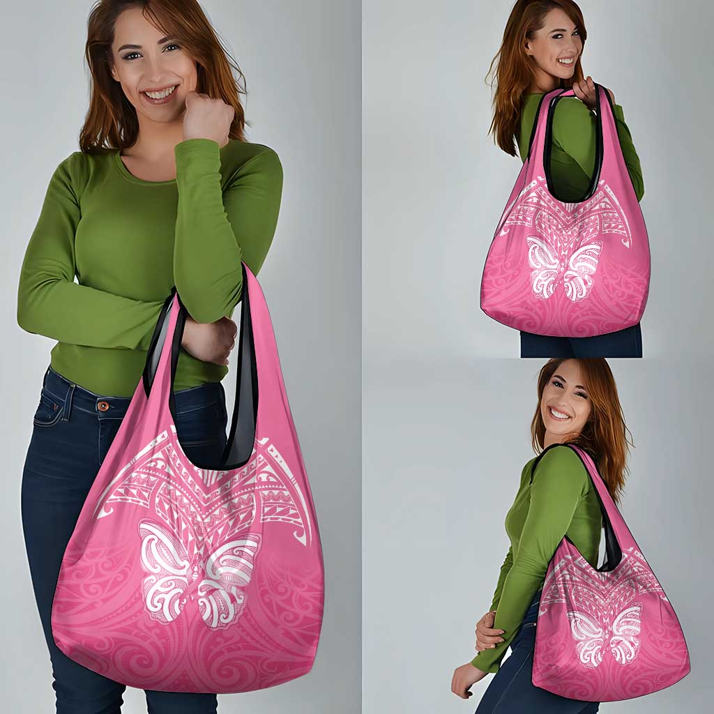 New Zealand Breast Cancer Awareness Grocery Bag Maori Butterfly Pink Ribbon - Aussie Hoodie
