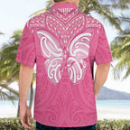 New Zealand Breast Cancer Awareness Hawaiian Shirt Maori Butterfly Pink Ribbon - Aussie Hoodie
