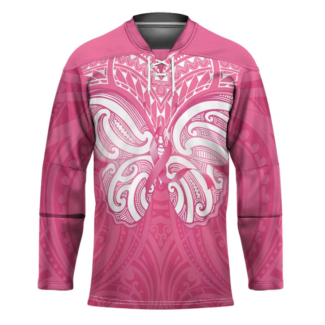 New Zealand Breast Cancer Awareness Hockey Jersey Maori Butterfly Pink Ribbon - Aussie Hoodie