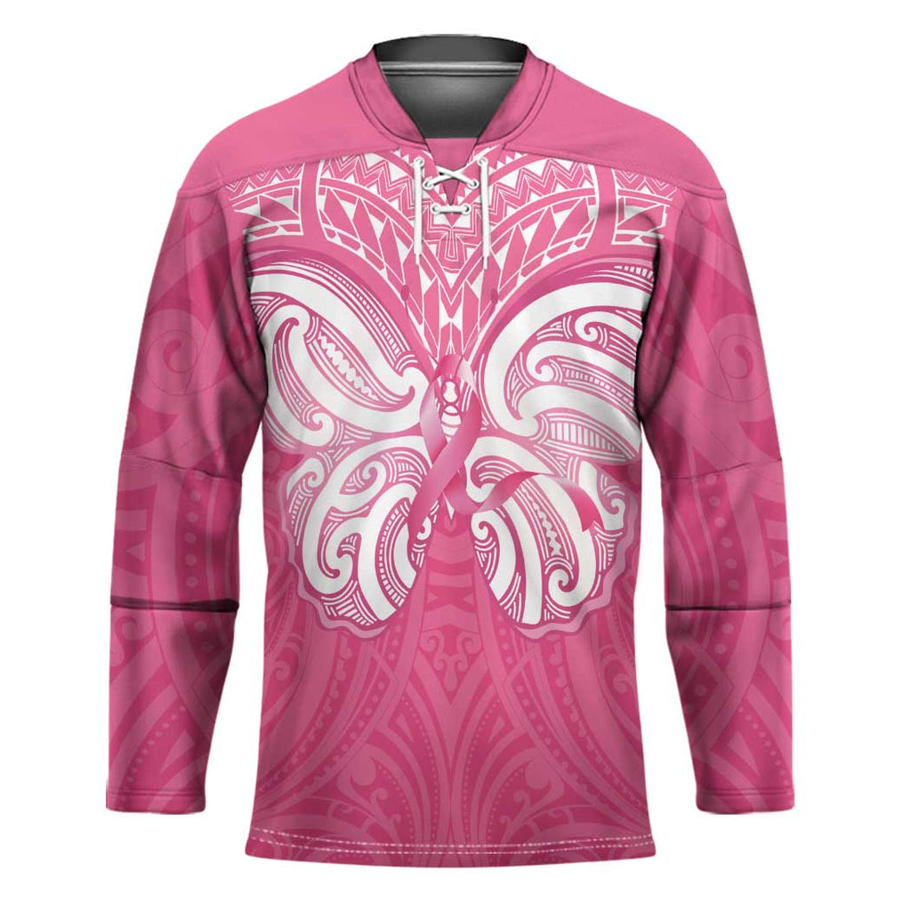 New Zealand Breast Cancer Awareness Hockey Jersey Maori Butterfly Pink Ribbon - Aussie Hoodie