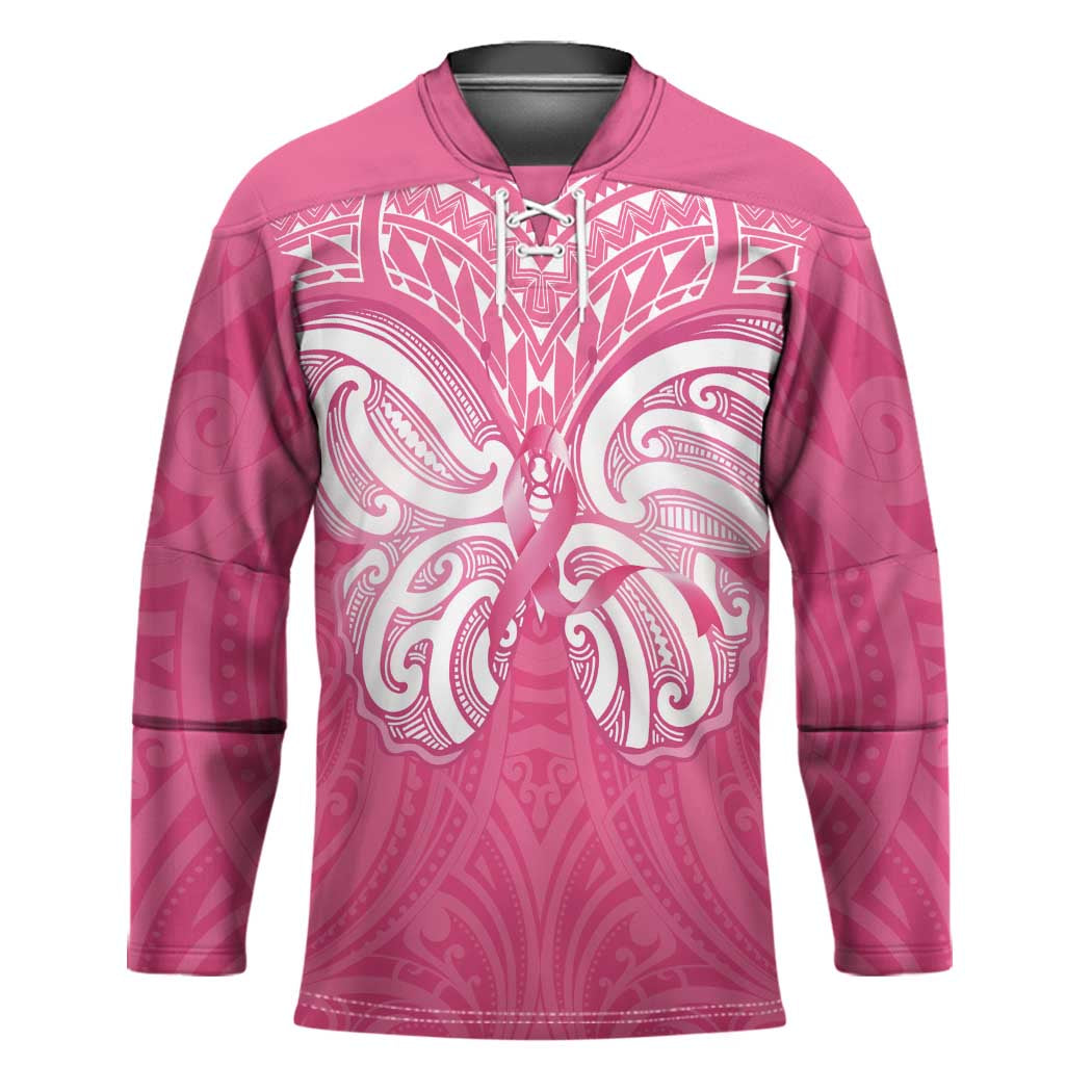 New Zealand Breast Cancer Awareness Hockey Jersey Maori Butterfly Pink Ribbon - Aussie Hoodie