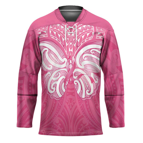 New Zealand Breast Cancer Awareness Hockey Jersey Maori Butterfly Pink Ribbon - Aussie Hoodie