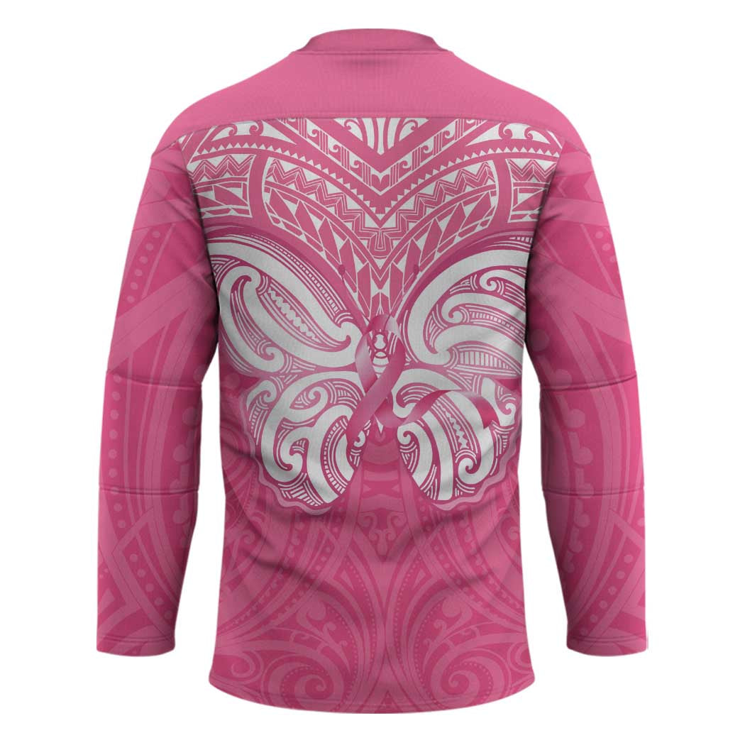 New Zealand Breast Cancer Awareness Hockey Jersey Maori Butterfly Pink Ribbon - Aussie Hoodie
