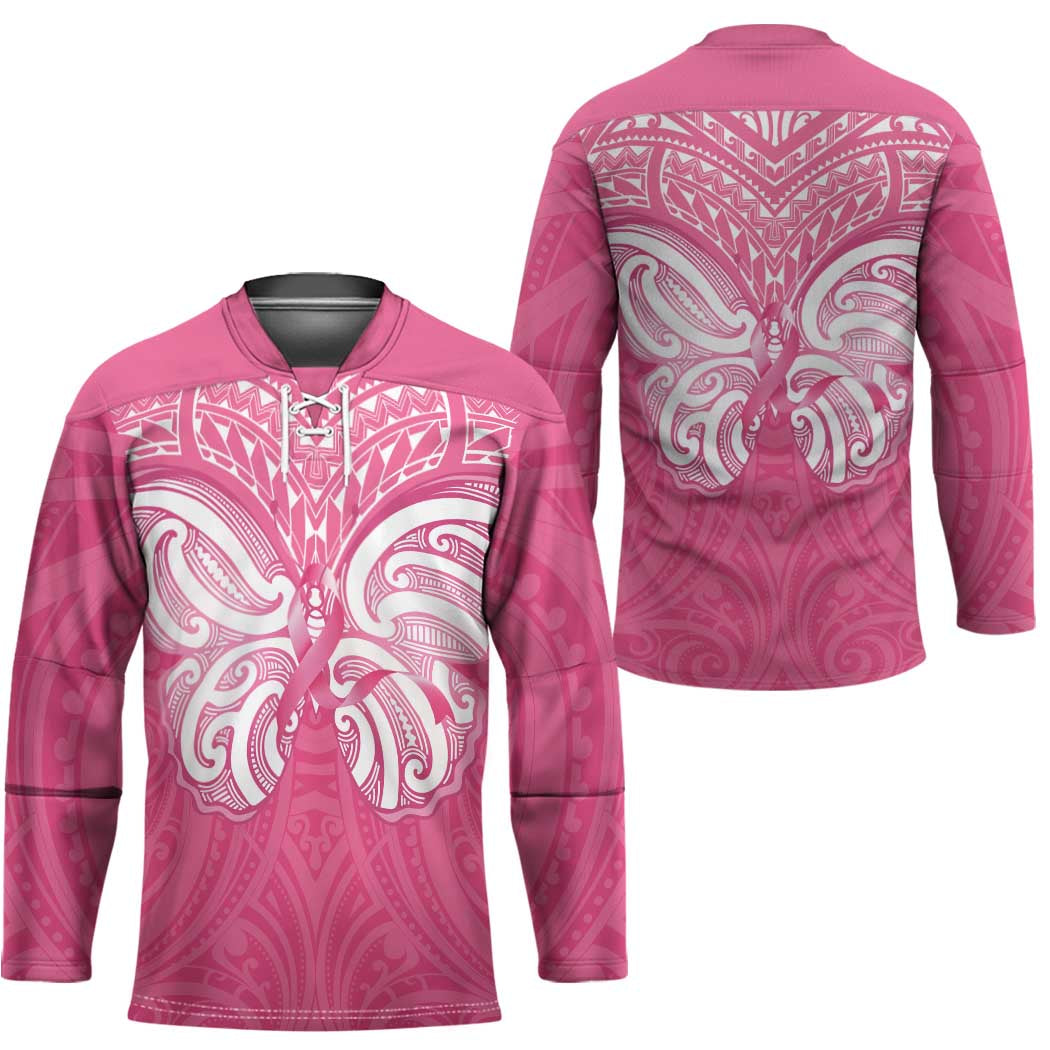 New Zealand Breast Cancer Awareness Hockey Jersey Maori Butterfly Pink Ribbon - Aussie Hoodie