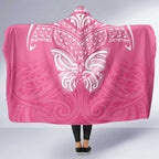 New Zealand Breast Cancer Awareness Hooded Blanket Maori Butterfly Pink Ribbon - Aussie Hoodie