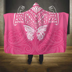 New Zealand Breast Cancer Awareness Hooded Blanket Maori Butterfly Pink Ribbon - Aussie Hoodie