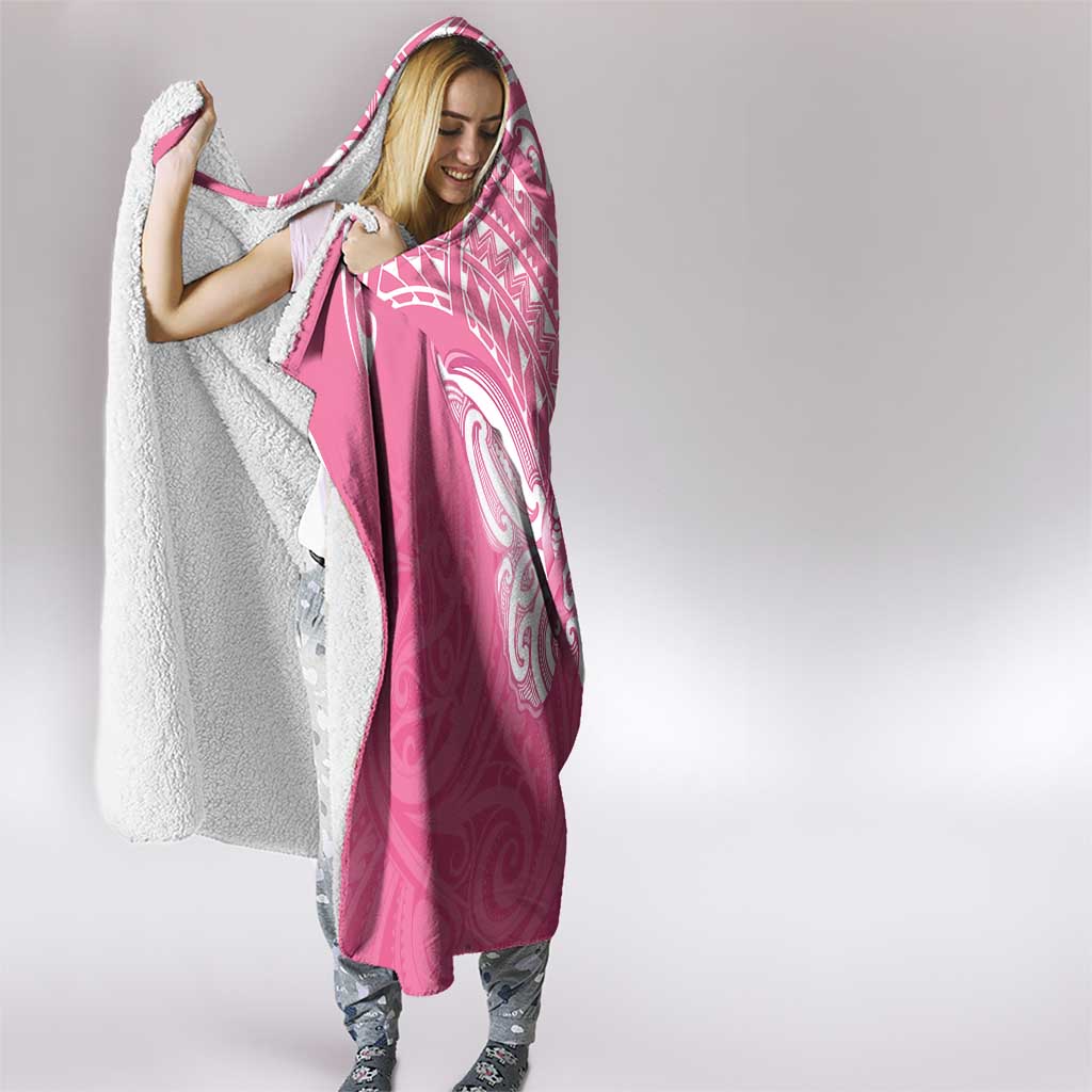 New Zealand Breast Cancer Awareness Hooded Blanket Maori Butterfly Pink Ribbon - Aussie Hoodie