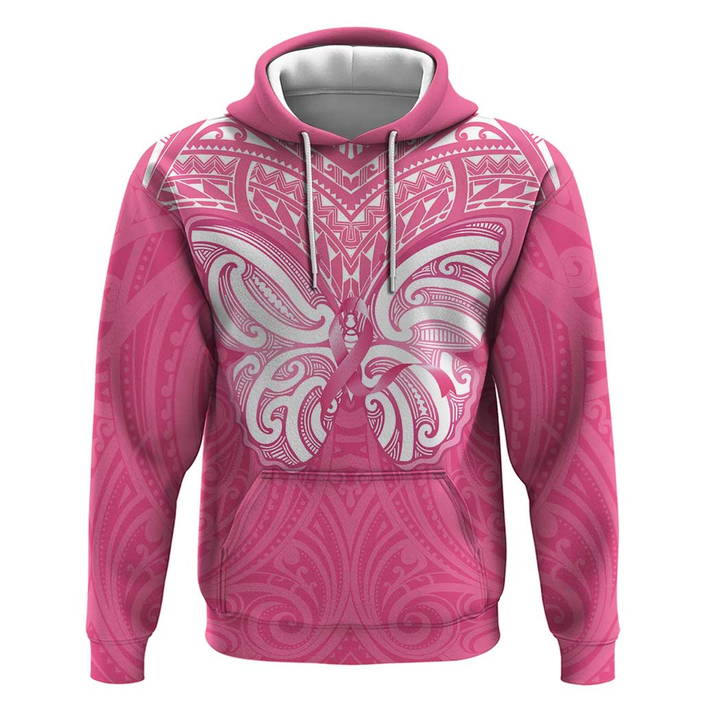 New Zealand Breast Cancer Awareness Hoodie Maori Butterfly Pink Ribbon - Aussie Hoodie