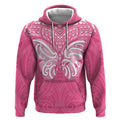 New Zealand Breast Cancer Awareness Hoodie Maori Butterfly Pink Ribbon - Aussie Hoodie