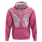 New Zealand Breast Cancer Awareness Hoodie Maori Butterfly Pink Ribbon - Aussie Hoodie