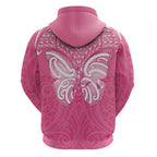 New Zealand Breast Cancer Awareness Hoodie Maori Butterfly Pink Ribbon - Aussie Hoodie