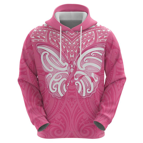 New Zealand Breast Cancer Awareness Hoodie Maori Butterfly Pink Ribbon - Aussie Hoodie