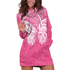 New Zealand Breast Cancer Awareness Hoodie Dress Maori Butterfly Pink Ribbon - Aussie Hoodie