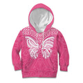 New Zealand Breast Cancer Awareness Kid Hoodie Maori Butterfly Pink Ribbon - Aussie Hoodie