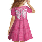 New Zealand Breast Cancer Awareness Kid Short Sleeve Dress Maori Butterfly Pink Ribbon - Aussie Hoodie
