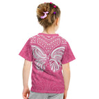 New Zealand Breast Cancer Awareness Kid T Shirt Maori Butterfly Pink Ribbon - Aussie Hoodie