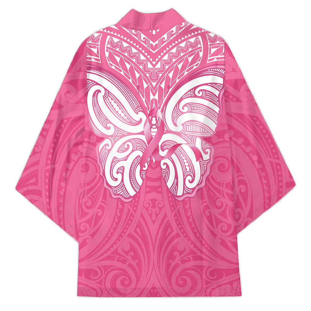 New Zealand Breast Cancer Awareness Kimono Maori Butterfly Pink Ribbon - Aussie Hoodie