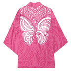 New Zealand Breast Cancer Awareness Kimono Maori Butterfly Pink Ribbon - Aussie Hoodie