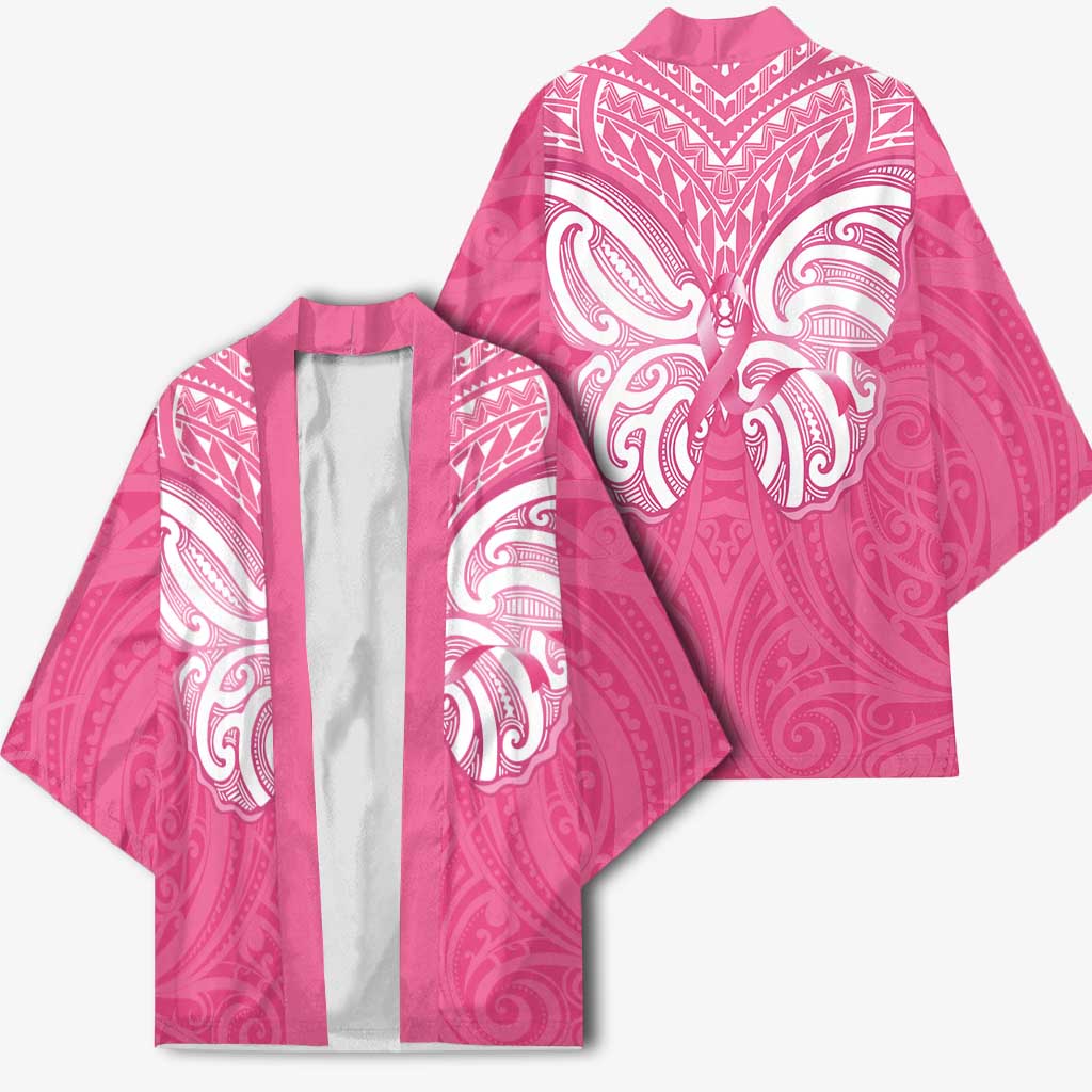 New Zealand Breast Cancer Awareness Kimono Maori Butterfly Pink Ribbon - Aussie Hoodie