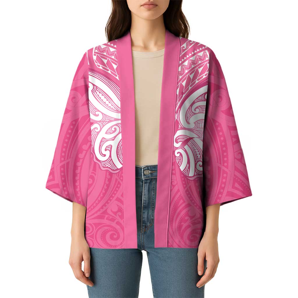 New Zealand Breast Cancer Awareness Kimono Maori Butterfly Pink Ribbon - Aussie Hoodie