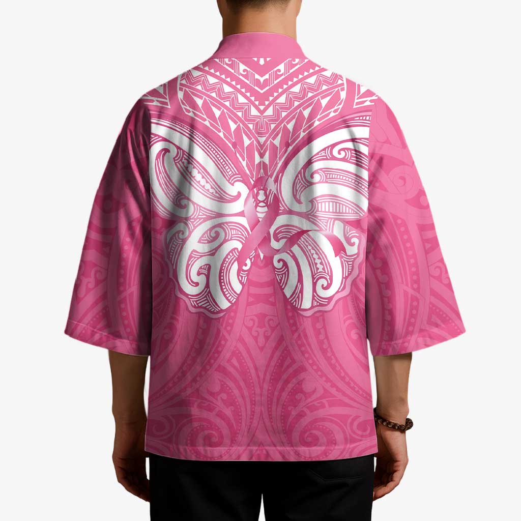 New Zealand Breast Cancer Awareness Kimono Maori Butterfly Pink Ribbon - Aussie Hoodie