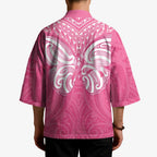 New Zealand Breast Cancer Awareness Kimono Maori Butterfly Pink Ribbon - Aussie Hoodie