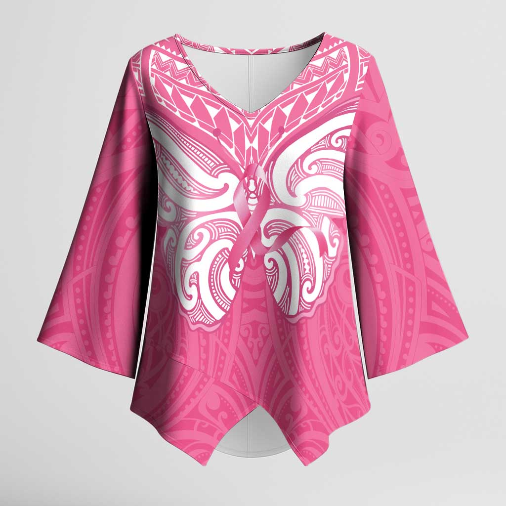 New Zealand Breast Cancer Awareness Kimono Sleeve Blouse Maori Butterfly Pink Ribbon - Aussie Hoodie