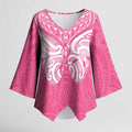 New Zealand Breast Cancer Awareness Kimono Sleeve Blouse Maori Butterfly Pink Ribbon - Aussie Hoodie