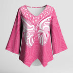 New Zealand Breast Cancer Awareness Kimono Sleeve Blouse Maori Butterfly Pink Ribbon - Aussie Hoodie