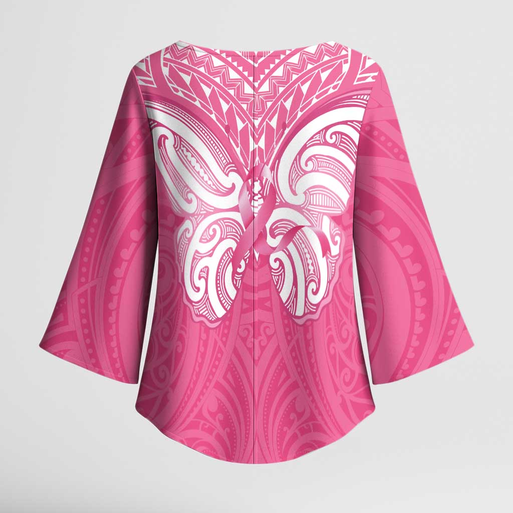 New Zealand Breast Cancer Awareness Kimono Sleeve Blouse Maori Butterfly Pink Ribbon - Aussie Hoodie