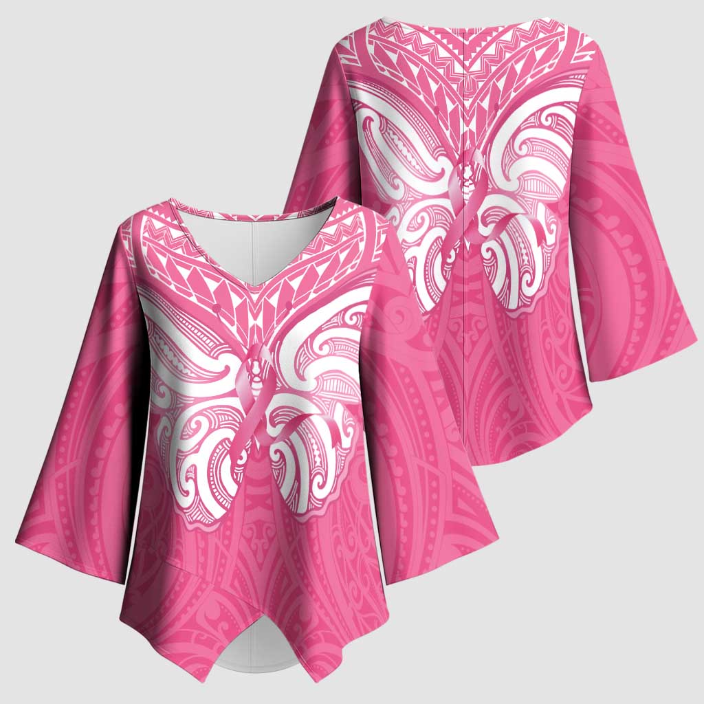 New Zealand Breast Cancer Awareness Kimono Sleeve Blouse Maori Butterfly Pink Ribbon - Aussie Hoodie