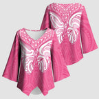 New Zealand Breast Cancer Awareness Kimono Sleeve Blouse Maori Butterfly Pink Ribbon - Aussie Hoodie