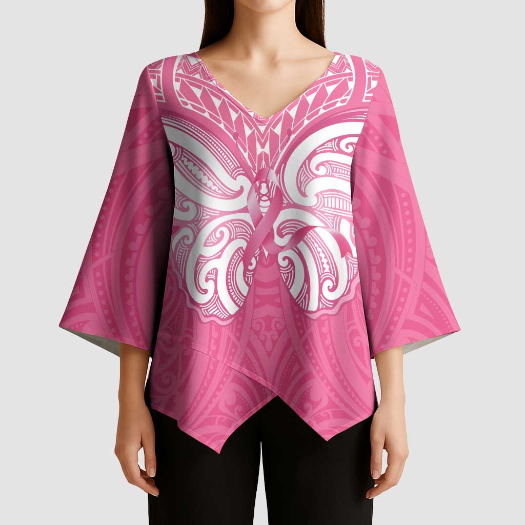 New Zealand Breast Cancer Awareness Kimono Sleeve Blouse Maori Butterfly Pink Ribbon - Aussie Hoodie